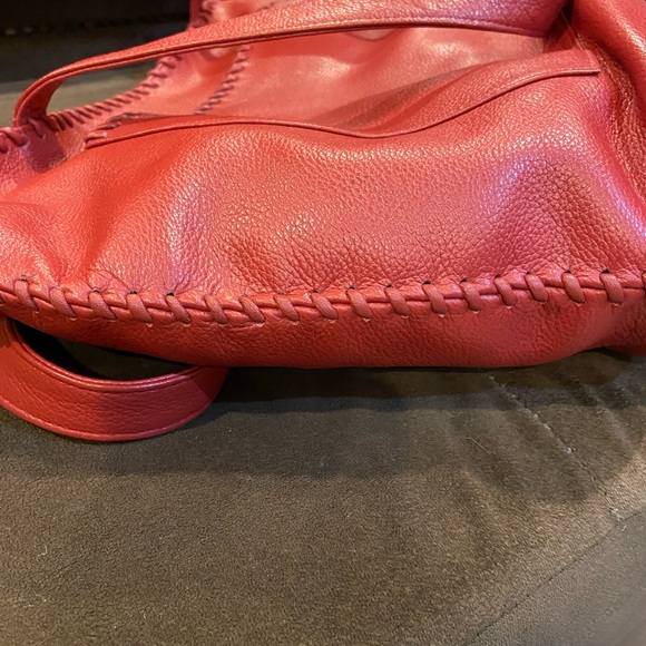 YSL Red Pebble Leather Tote Bag - Picture 4 of 16